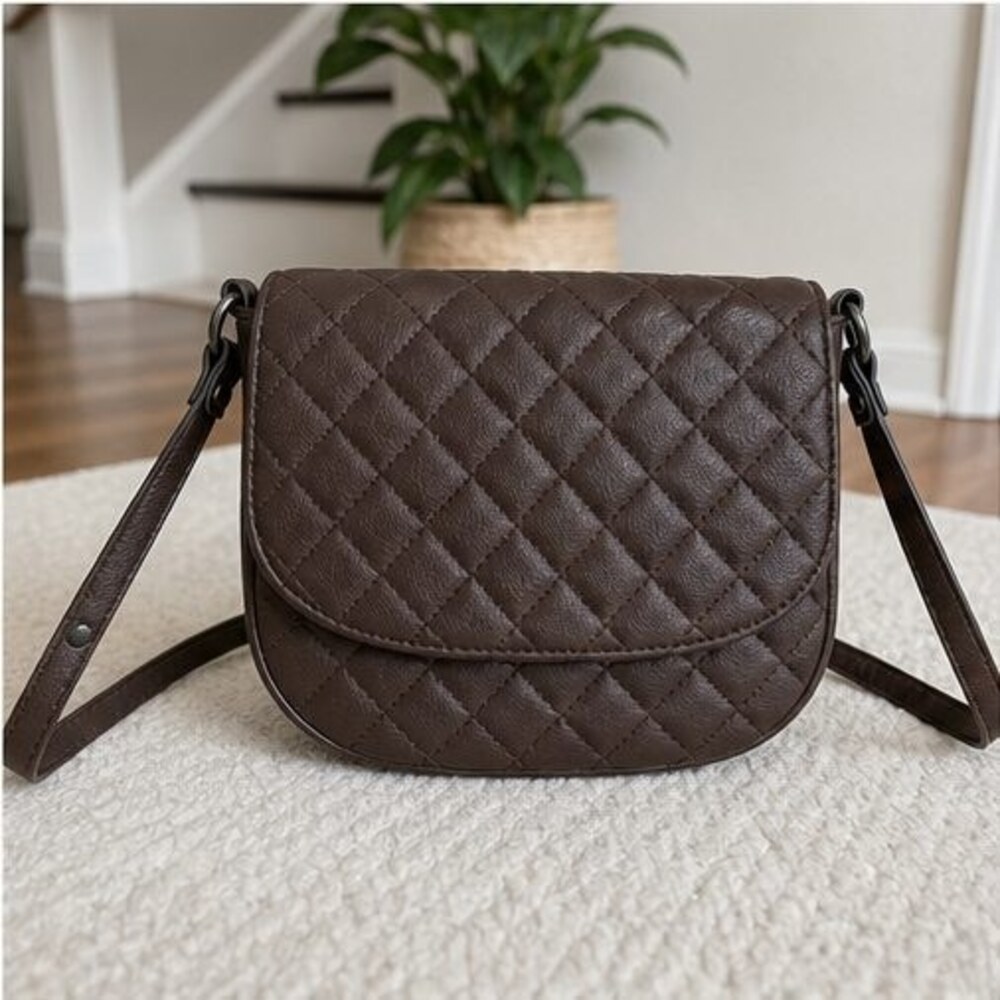 Brown Quilted Crossbody Bag